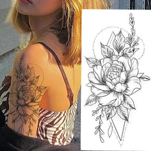 Charger l&#39;image dans la galerie, Autocollants de tatouage de fleur de croquis