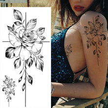 Charger l&#39;image dans la galerie, Autocollants de tatouage de fleur de croquis