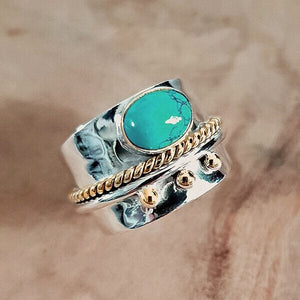 Withinhand Bague large turquoise en argent sterling