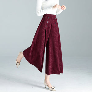 Pantalon Large Taille Haute à Imprimé Vintage pour Femme