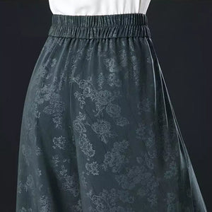 Pantalon Large Taille Haute à Imprimé Vintage pour Femme