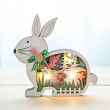 Charger l&#39;image dans la galerie, Décoration de Pâques lapin en bois avec lumière LED