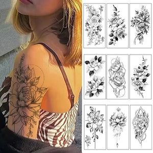 Autocollants de tatouage de fleur de croquis