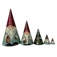 Charger l&#39;image dans la galerie, Poupées gigognes en bois gnome scandinave faites à la main (5 pièces)
